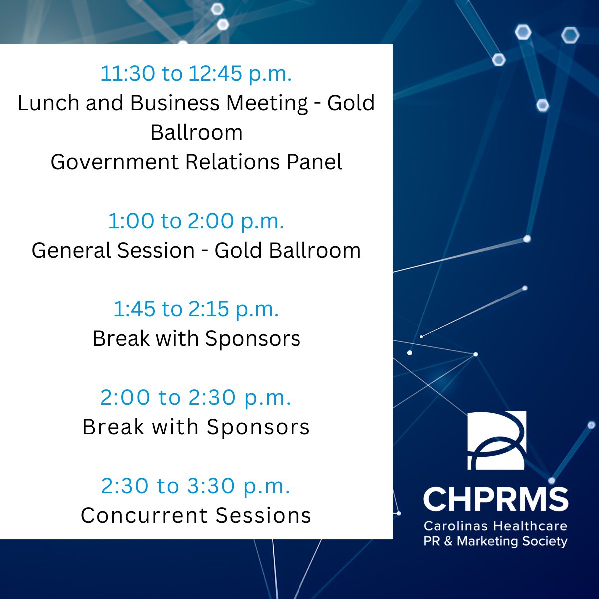 CHPRMS's tweet photo. Welcome to Day 2 of our annual conference. We've got another day packed full of great speakers, then we cap it off with the Wallie Awards tonight! #CHPRMS22 https://t.co/Z7XNRxangg https://t.co/q7ITQAmLkX