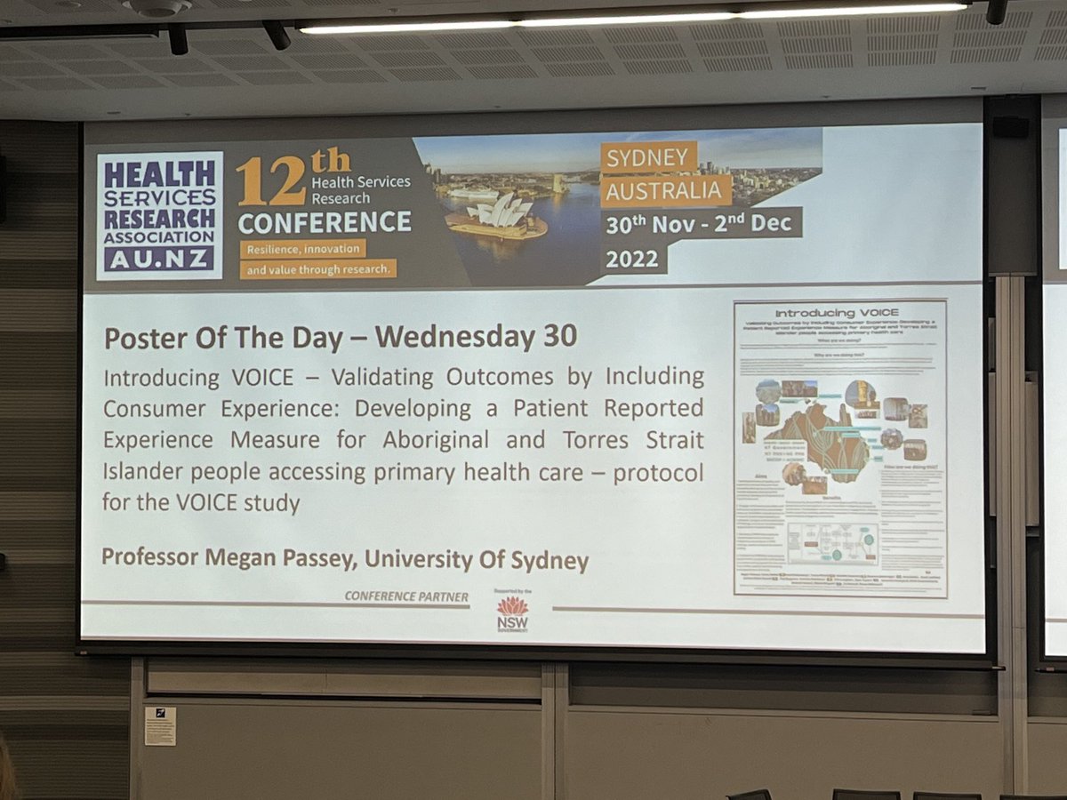 Congratulations Megan and ⁦@UCRH_NC⁩ team on winning the ⁦@hsraanz⁩ #hsr22 ‘poster of the day’ prize for Day 1! 
#VOICEStudy #PrimaryHealth #ConsumerExperience #LiveWorkStudyResearchRural