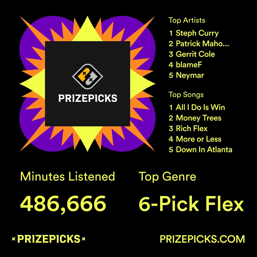 PrizePicks on Twitter "It’s SpotifyWrapped, PrizePicks edition! 🤑🎶