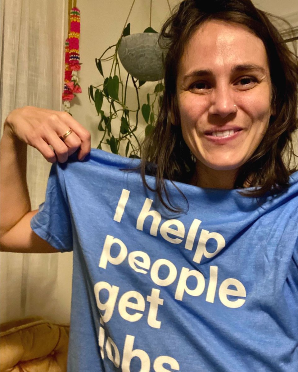 This is Steph, who recently joined us a Senior User Experience Designer. We're thrilled to have you help us ensure our products are usable, enjoyable, and accessible. Love seeing another passionate Indeedian rock our signature We Help People Get Jobs shirt 💙 #insideindeed