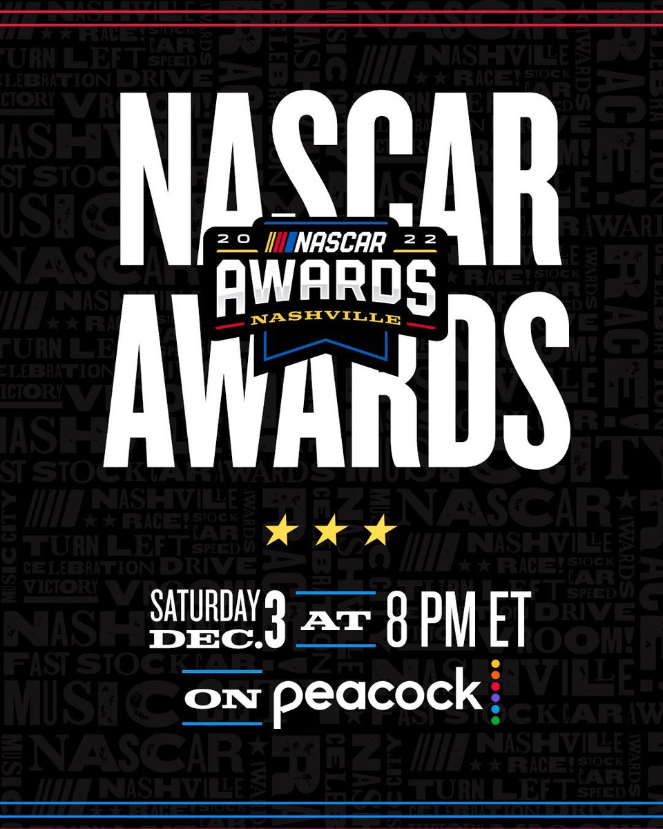 This year’s #NASCARAwards air Saturday at 8PM ET on <a href="/peacock/">Peacock</a>.