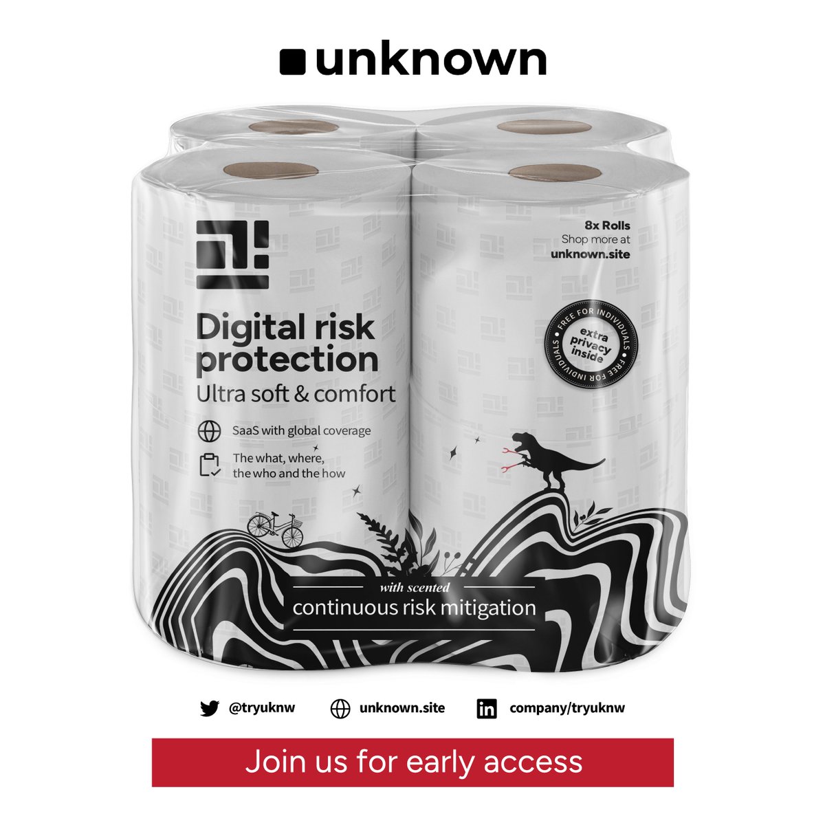 Hi! We are unknown, here to help with your... difficult situations 😅

Unknown, a new breed of digital risk protection, helping business &amp; individuals learn about the compromise of their private comms! 

Follow us &amp; visit unknown.site

#saas #tech #dataprivacy #infosec