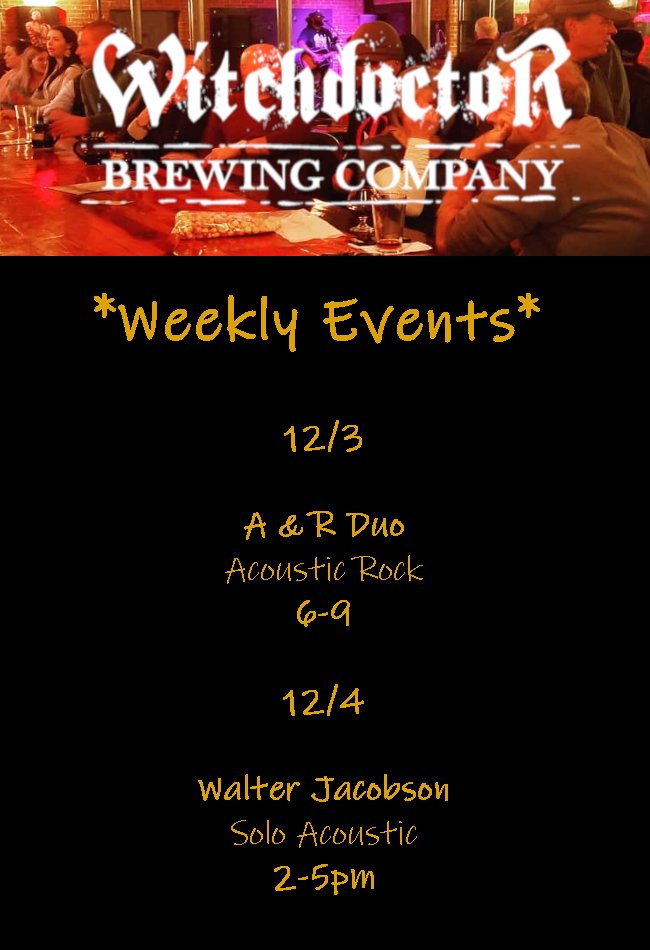 WitchdoctorBrew's tweet photo. #weeklyevents #livemusic #draftbeer #canbeer #witchdoctorbrewing #thecureforwhatalesyou https://t.co/NOVzc3obbd