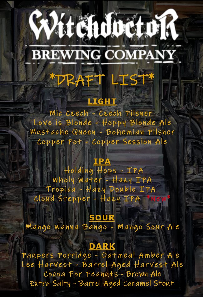 WitchdoctorBrew's tweet photo. #weeklyevents #livemusic #draftbeer #canbeer #witchdoctorbrewing #thecureforwhatalesyou https://t.co/NOVzc3obbd