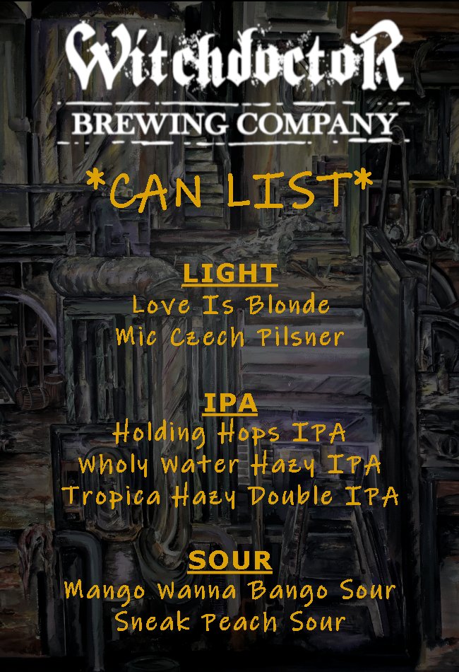 WitchdoctorBrew's tweet photo. #weeklyevents #livemusic #draftbeer #canbeer #witchdoctorbrewing #thecureforwhatalesyou https://t.co/NOVzc3obbd