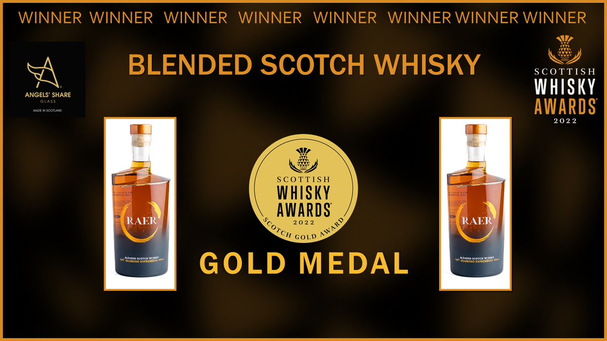 The GOLD Award for Blended Scotch Whisky of the year sponsored by Angels Share Glass <a href="/angelshareglass/">Angels' Share Glass®</a> goes to Raer Oloroso Expression Whisky, Raer Scotch Whisky <a href="/RAERSpirits/">RAER Spirits</a> 

#scottishwhiskyawards #whiskyawards #scottishwhisky #scotch #edinburgh #scotland