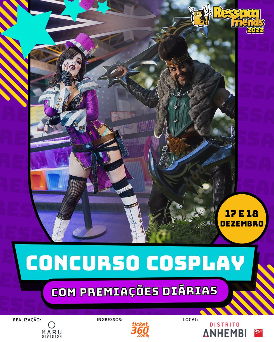 animefriends's tweet photo. Prepare-se para o Concurso Cosplay do Ressaca Friends 2022!
Nos dois dias de #RF22, teremos diversas categorias  disponíveis e as inscrições serão realizadas presencialmente nos dois dias de evento, mas o regulamento você pode já pode conferir no link: https://t.co/Wr8Dze3n6s 🔗 https://t.co/llzRpkZV9E