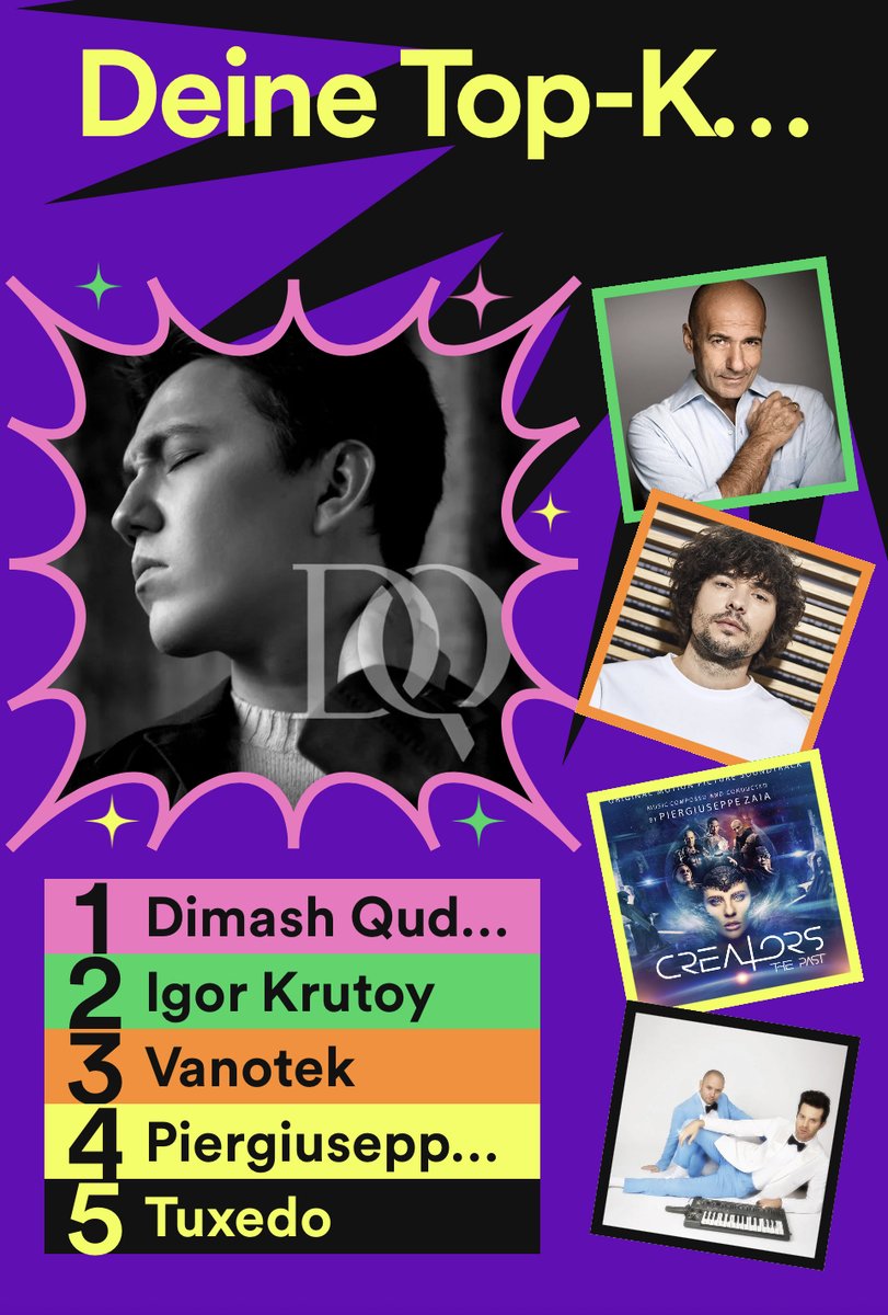 Cheeky30269285's tweet photo. @BrendaC82258759 @DimashifyDQ 🥹 Love to see Vanotek in your top artist list!
Thanks for streaming Dimash Discovery Booster and helping with all those new radio playlist entries of @dimash_official this year! 🥰
I also have this guy in #MyDimashSpotifyWrapped 😂
Top song #Dimash_Okay
#SpotifyWrapped2022 https://t.co/m2znD4GPpJ