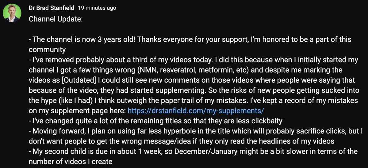 Dr Brad Stanfield on Twitter "YouTube channel update"
