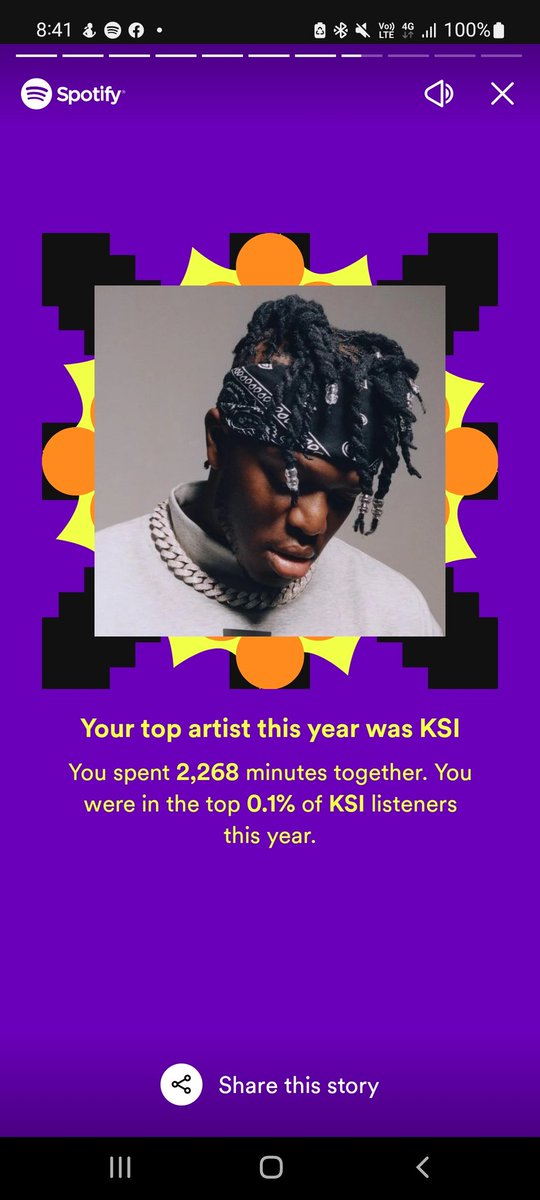 robeerts09's tweet photo. Three years in a row 🤣 @KSI #SpotifyWrapped https://t.co/h1uPHvDb8j