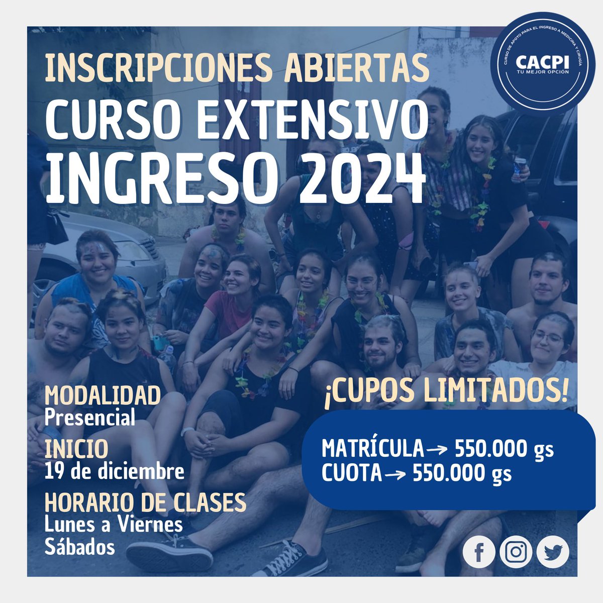 Cacpi_cem's tweet photo. ¿Querés estudiar Medicina en la UNA?
¡Prepárate en el CACPI! Somos tu mejor opción🤩 https://t.co/mPN0phTMNS