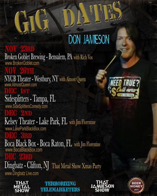 realdonjamieson's tweet photo. My 2022 World Tour of Florida starts tomorrow!
12/1 #Sidesplitters Tampa
w @chadzumock
12/2 @KelseyTheater Lake Park
w @Mrjimflorentine
12/3 @bocablackbox Boca
w @Mrjimflorentine https://t.co/6vJ0B9PsFP