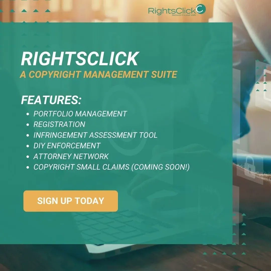 gaguild's tweet photo. What can our program with @rights_click offer our members?
🖼️ Management of images by project.
✍️ Copyright registration from within #RightsClick.
🛡️ Infringement Assessment Tool.
🤝 Attorney network...
and more! https://t.co/tUa1C7TisB https://t.co/1QJsyX56LX