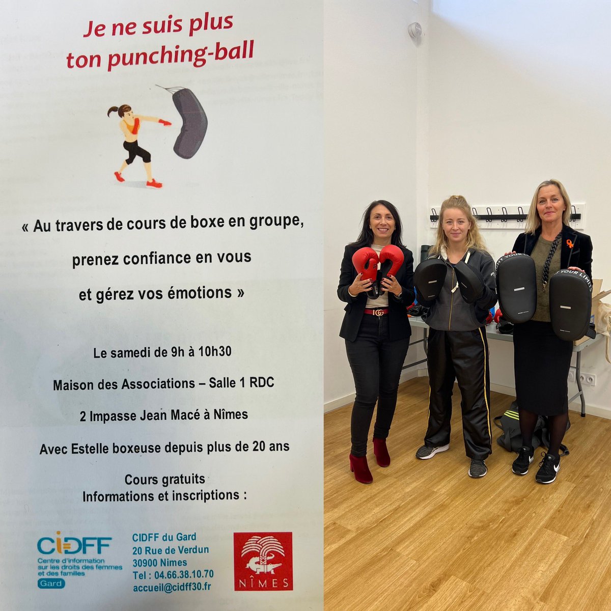 MyleneMouton's tweet photo. #villedenimes #coach Estelle Stehly 🥊💪🏻👏🏻 #aideauxvictimesdeviolences https://t.co/OPTc3JN6vd