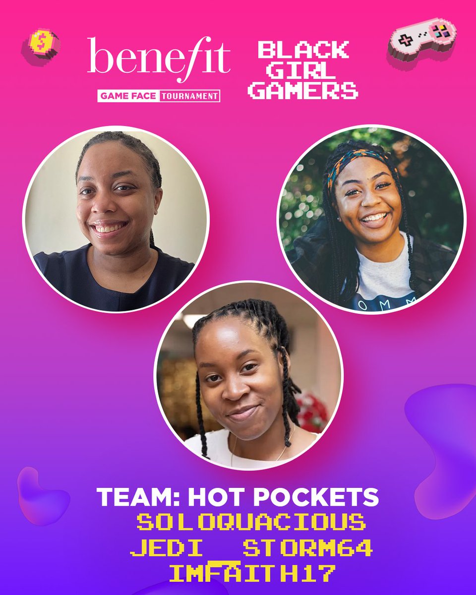blackgirlgamers's tweet photo. Team 15: HOT POCKETS
@bonitapplebum17  @Imfaith172 https://t.co/KDCNfqV2h9