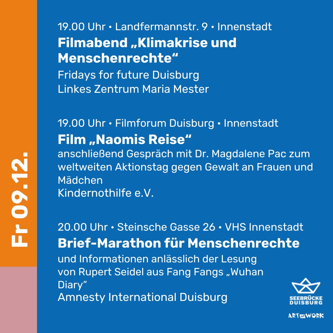 Lust auf eine Lesung oder einen Filmabend nächsten Freitag? Gleich zwei Filme werden im Rahmen unserer Aktion Menschenskind! am 9.12. gezeigt. Schaut doch gerne mal vorbei und lasst uns gemeinsam über #Menschenrechte sprechen und auf sie aufmerksam machen! #HumanRights