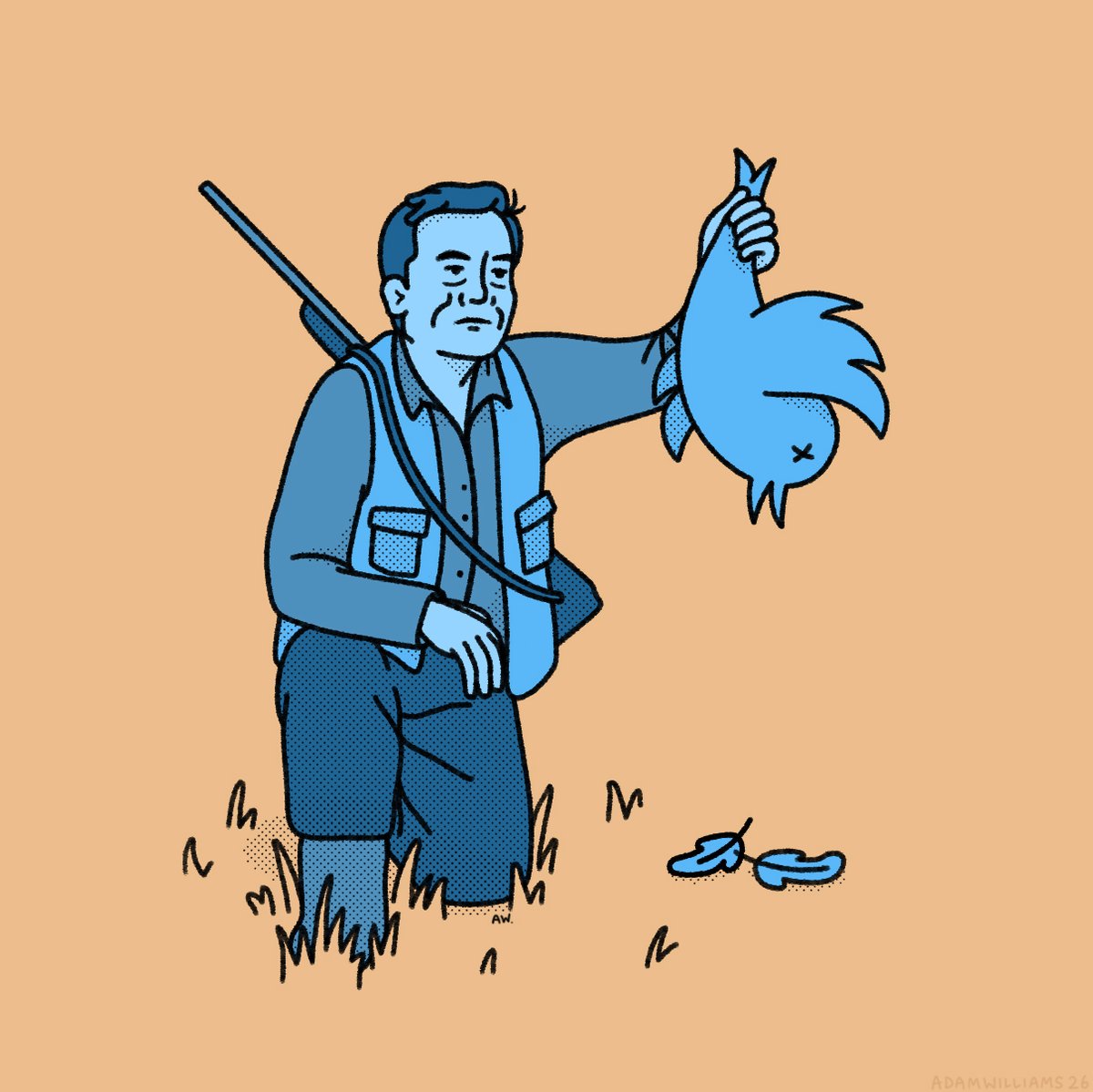 AdamWilliams26's tweet photo. Elon's gone bird hunting! 🪺 

#Elon #Twittershutdown #TwitterIsDead #illustration https://t.co/6K6mUuHlWf