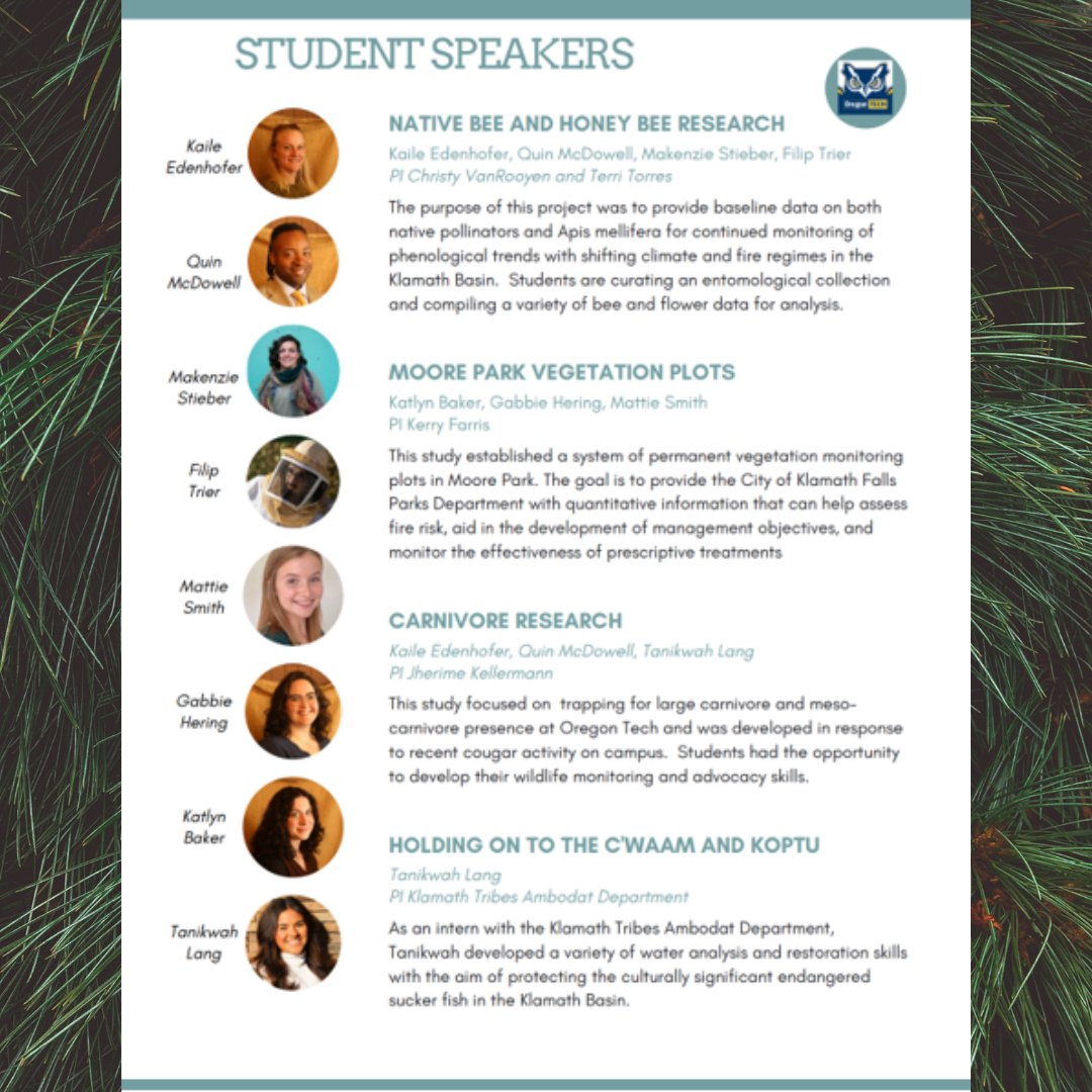natscience_OIT's tweet image. Come join us tonight at the Environmental Symposium. We have some great research being shared! #OIT #ortech #oregon #environmentalscience #beeresearch #Carnivore #forestecology #wildfire