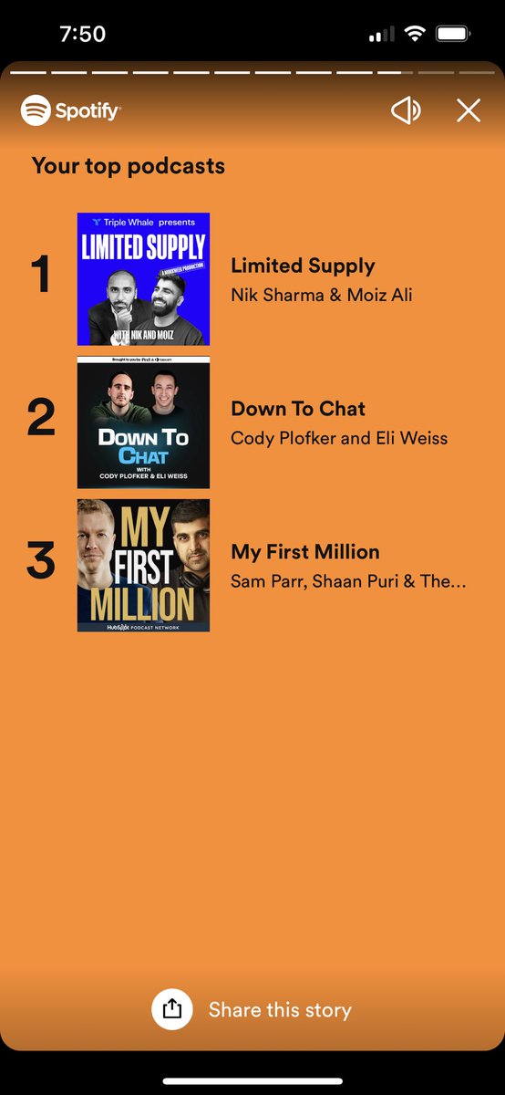 derekbrands's tweet photo. My #SpotifyWrapped pods @moizali @mrsharma @codyplof @eliweisss https://t.co/OoLTTOSqyU