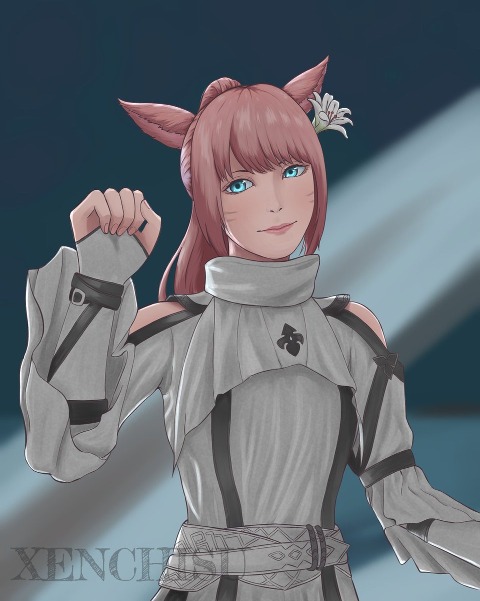 Drew my friend's character in Final Fantasy XIV :D