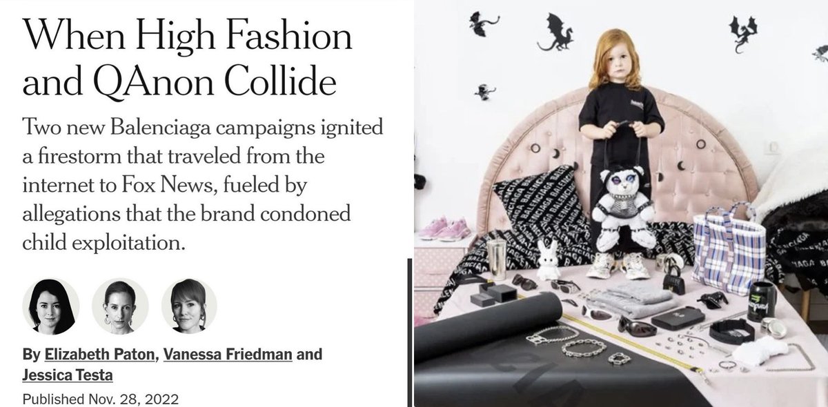 CallMeK1123's tweet photo. 3 female writers for @nytimes support child exploitation so much they’ve turned the Balenciaga scandal into a conspiracy theory. https://t.co/8obckqQRxf