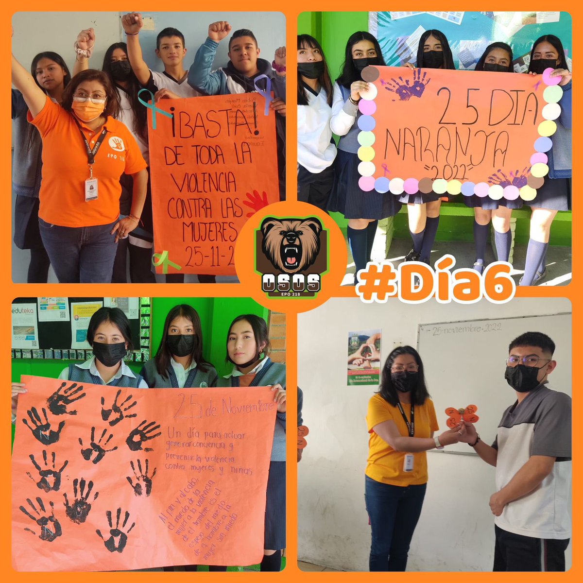 #Día6 📆

📍#Epoem218 sigue con las actividades dentro del marco de los #16DíasDeActivismo contra la violencia hacia mujeres y niñas.

#LibresSinViolencia.
#PintaAlMundoDeNaranja 
#YoSoyEpo218 🐻