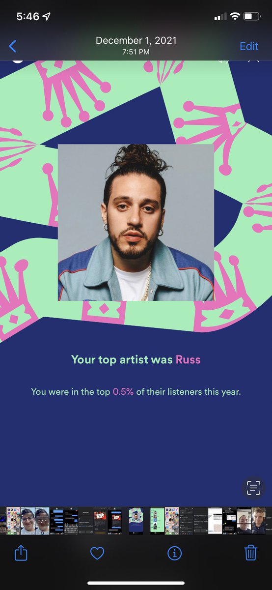 kaffine101's tweet photo. Back to back my top artist. 2021 I was in the top .5% 2022 I’m in the top .1%! Every song speaks to my soul. Can’t wait to see what you release next!
@russdiemon #SpotifyWrapped #spotifywrapped2022 https://t.co/ijhBDiabox