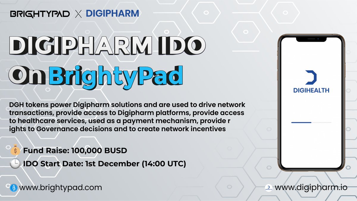 YourDigipharm's tweet photo. @BrightyPad
IDO at brightypad on 1st Dec 2022 (14:00 UTC)

👉🏻 Only for BYP Stakers (fcfs) : https://t.co/NOzkbnHM3X
👉🏻 Max Allocation : 3000 BUSD

Amount to Raise:  100,000 BUSD
Token Price : 0.05$
Listing  Date : Dec 2nd 
CEX/DEX details :  MEXC 
Vesting schedule : 100% TGE https://t.co/YbjwOmOi7H
