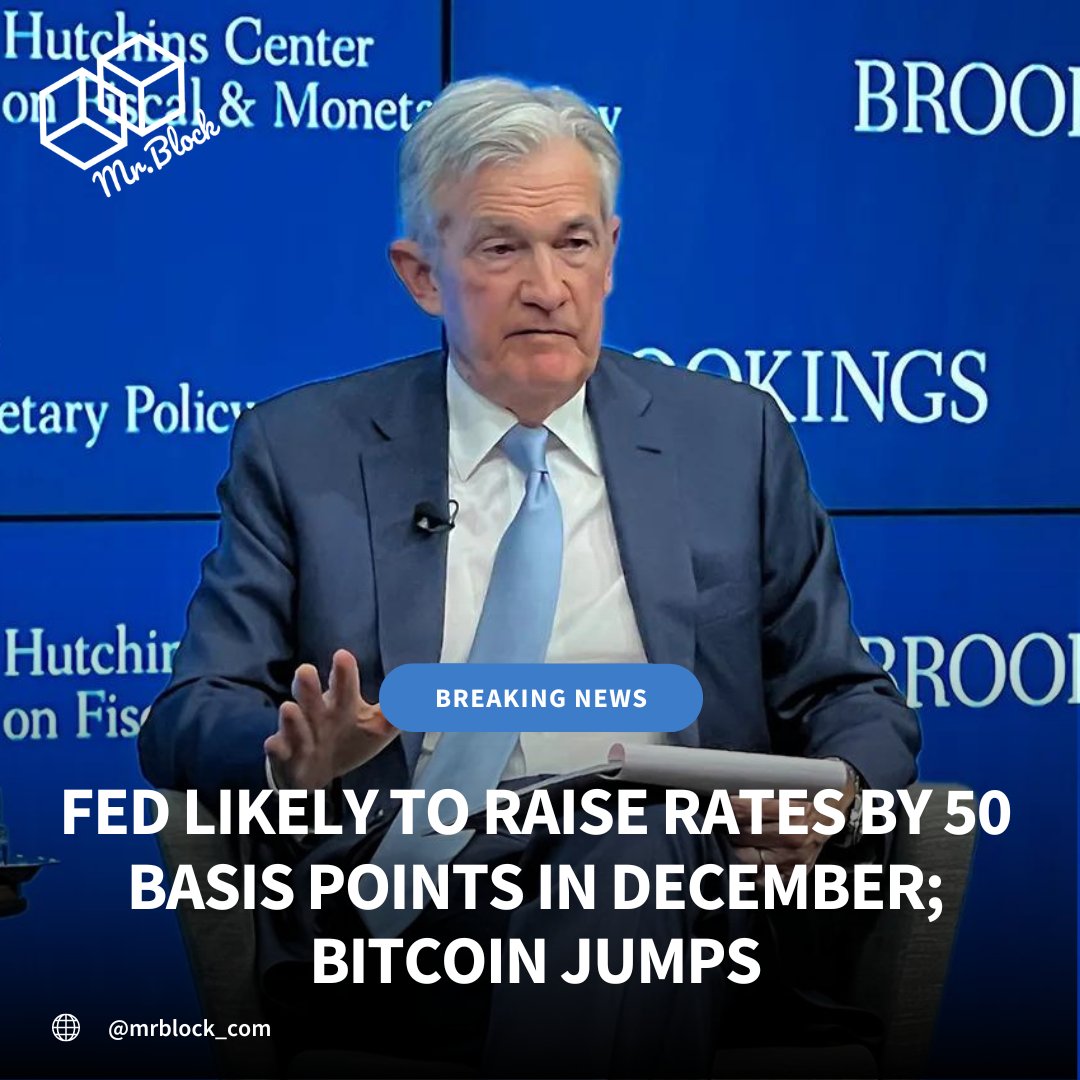 10Mx40's tweet photo. Federal Reserve Chair Jerome Powell said that "it makes sense to moderate the pace of our rate hikes" as soon as December.
Source : Coindesk

Join The Blocks today https://t.co/HemIjSKxoZ

#FederalReserve #Crypto https://t.co/MmsOmXHfQC