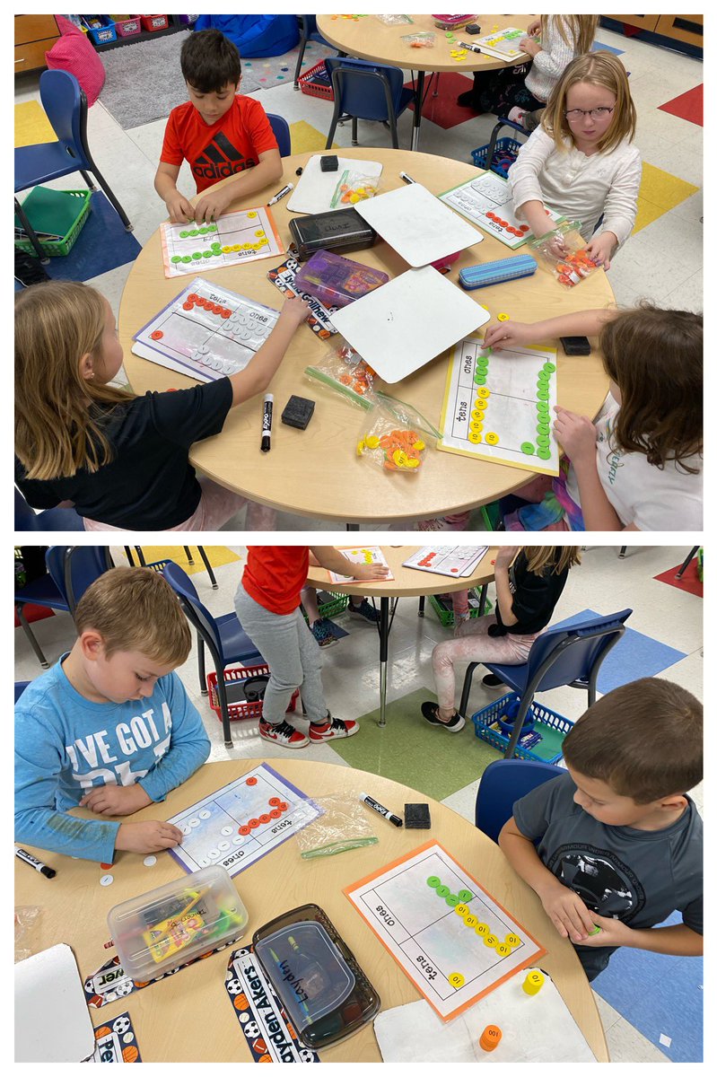 MissETechie's tweet photo. We’re working hard using #placevalue disks to help us add 2 digit numbers! #makea10 https://t.co/HqmfO1NGEg