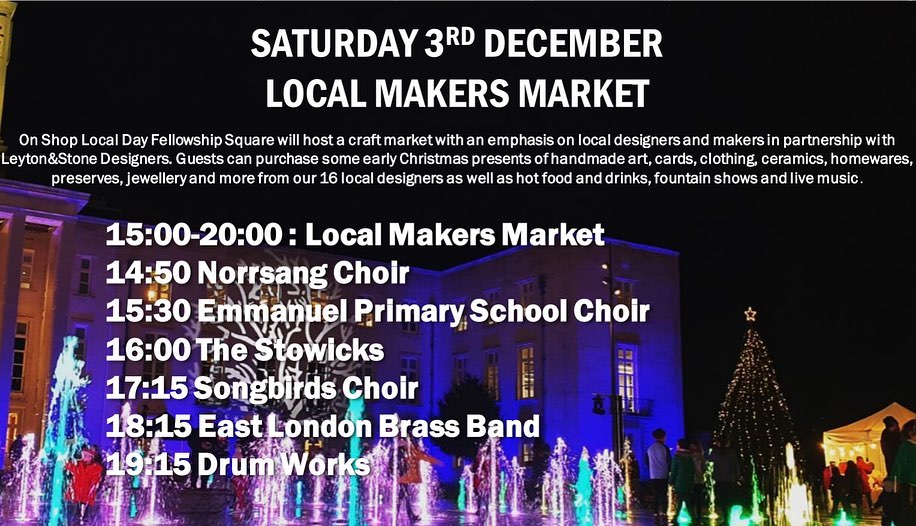 LnSDesigners's tweet image. See you later in #FellowshipSquare for our final #ChristmasMarket this year! Fantastic local artists, designers and makers, live #music, hot food, drinks and amazing light shows. Open from 3pm-8pm today! #christmasshopping #gifts #E17 #walthamstow #localmakersmarket #shopsmall