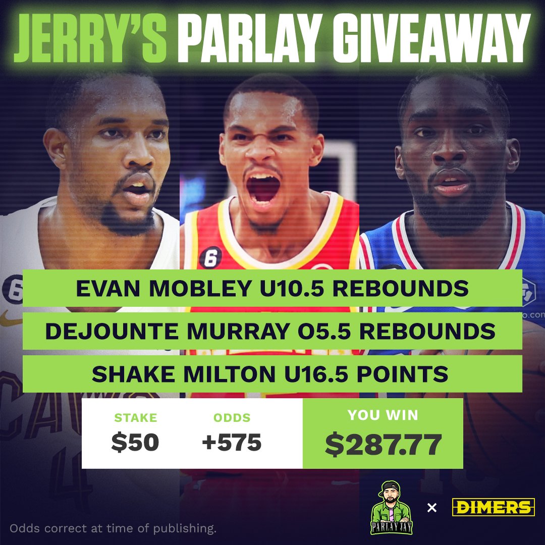 Jerry (@paranormal_bass) on Twitter photo 🚀 PARLAY GIVEAWAY 🚀
I've gone through the NBA props hub at Dimers to put together a parlay based upon their projections and I'm going to give away the cash to one follower if it hits!
TO ENTER:
🟢 FOLLOW <a href="/DimersCom/">Dimers.com</a>
🟢 RT THIS TWEET
The winner will be drawn at random! 🚀 PARLAY GIVEAWAY 🚀
I've gone through the NBA props hub at Dimers to put together a parlay based upon their projections and I'm going to give away the cash to one follower if it hits!
TO ENTER:
🟢 FOLLOW <a href="/DimersCom/">Dimers.com</a>
🟢 RT THIS TWEET
The winner will be drawn at random!