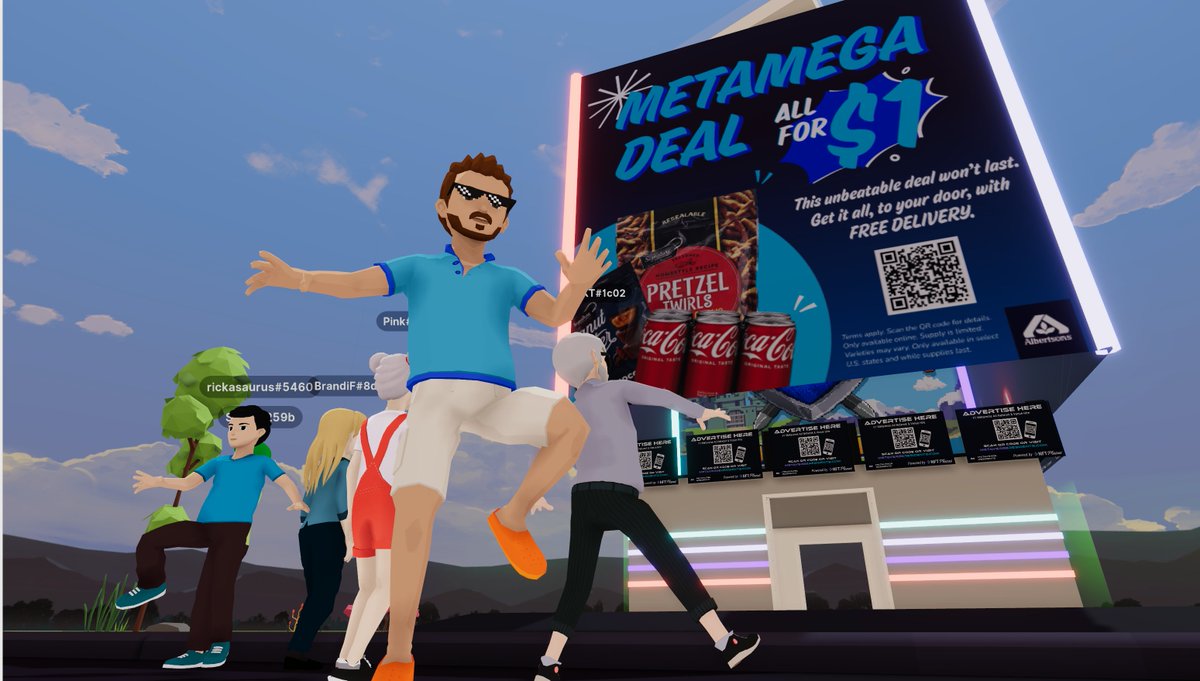 Last chance to score our MetaMega Deal for $1! Order real snacks in the Metaverse & delivered to your door! Check out metaverseresidents.com/decentraland-a… for details on the virtual billboards & teleport to @decentraland! 👏