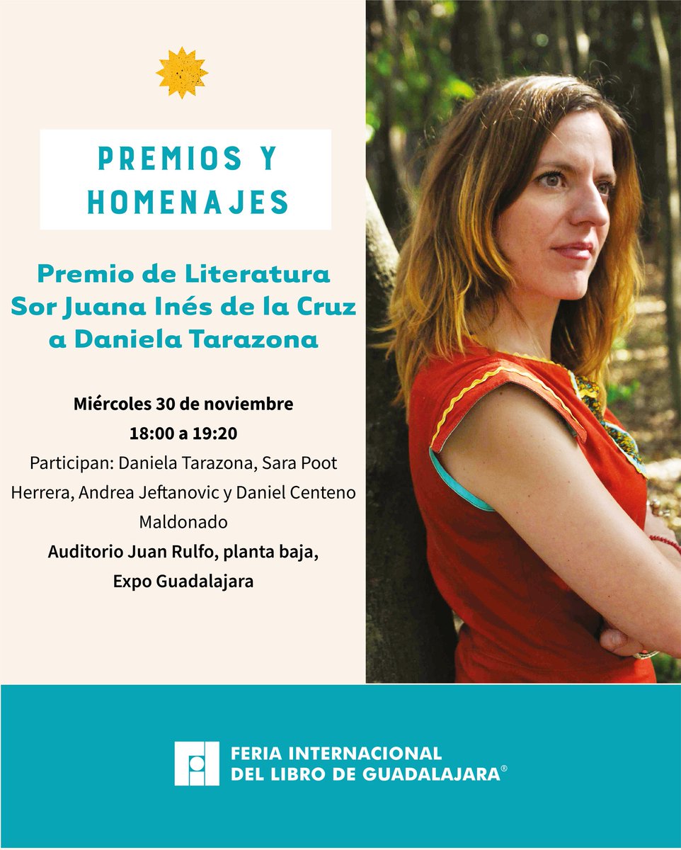 FILGuadalajara's tweet photo. La escritora mexicana Daniela Tarazona recibirá el Premio de Literatura Sor Juana Inés de la Cruz 2022 por su novela "Isla partida". 🏆

Más información 👇
https://t.co/eTq5vx4xUi https://t.co/LHeHvInrRZ