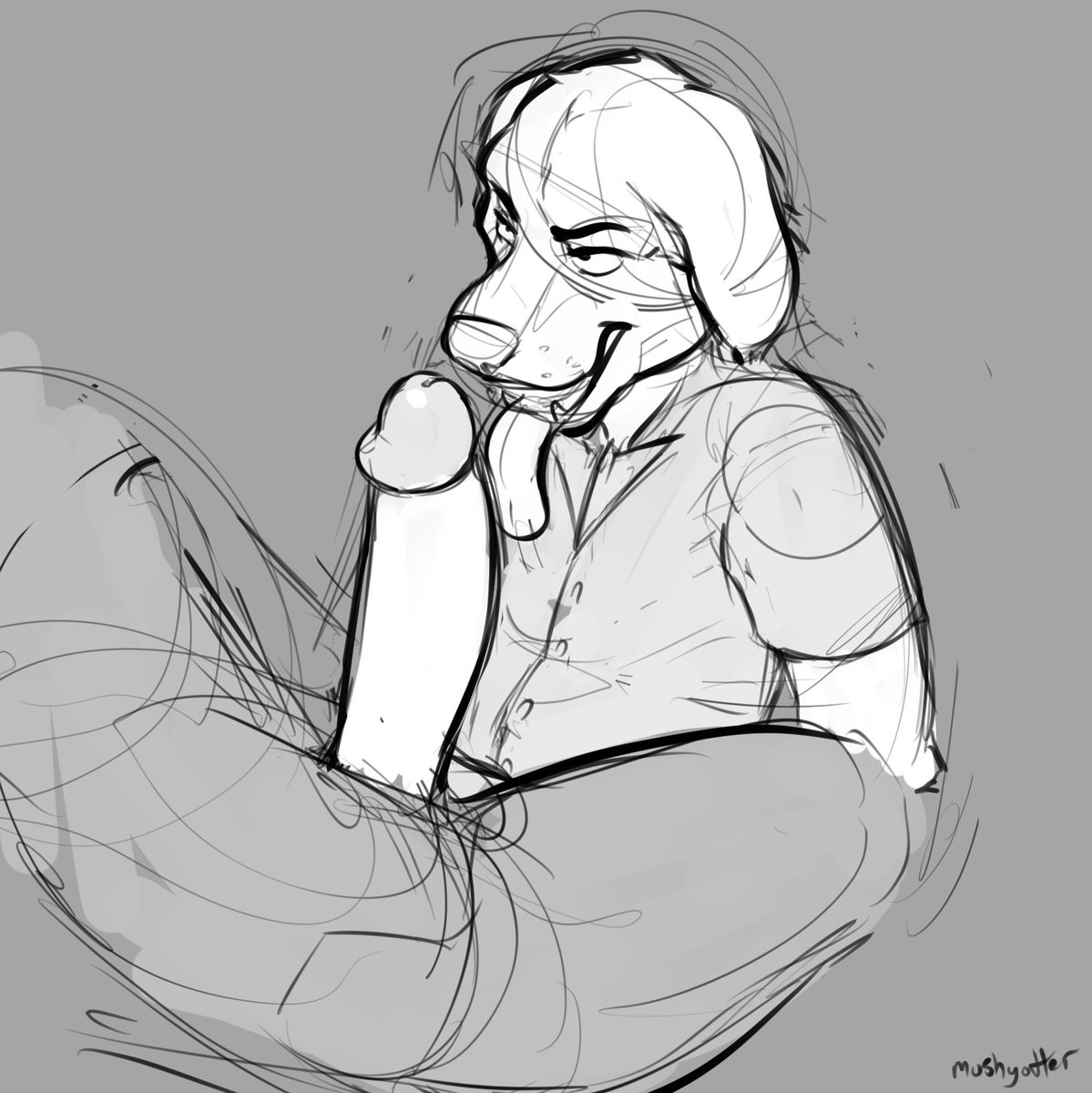 When he gives you *that* look~

throwaway sketch from the archives, enjoy ^^

ko-fi.com/mushy if you wanna support me