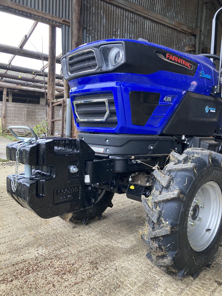 OffRoadElectric's tweet photo. The front weights on the Farmtrac 25G electric tractor look…  mighty hungry…! @ReesinkAgUK #electrictractor #ElectricVehicles #zeroEmission https://t.co/s6noyQDR5k