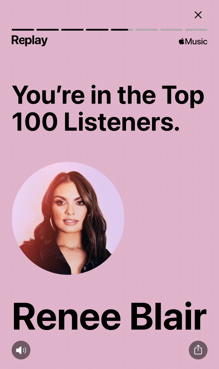 Apparently I’ve listened to <a href="/ReneeBlairMusic/">Renee Blair</a> a lot on <a href="/AppleMusic/">Apple Music</a> this year that I’m one the top 100 listeners. 💕