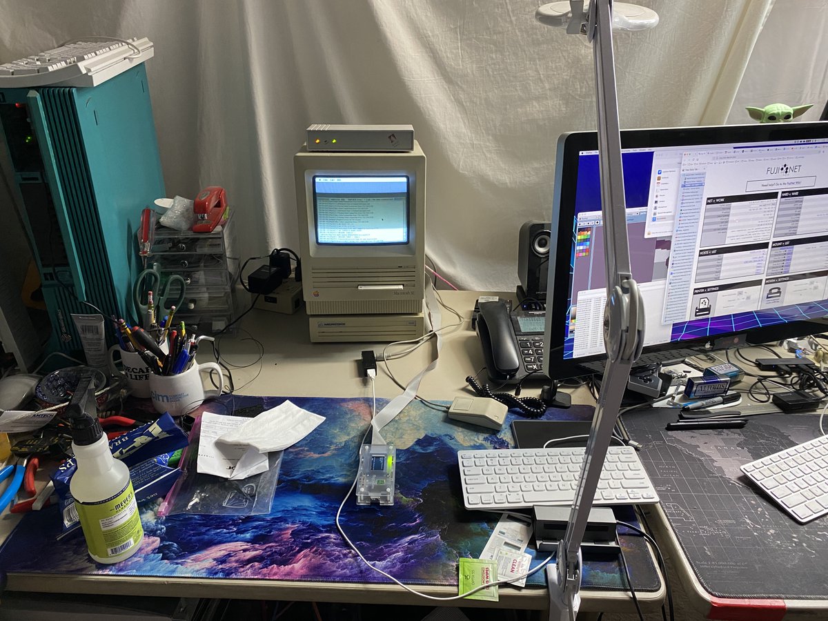 atariorbit's tweet photo. Running a modern (created in 2022 using ThinkC 5) BBS on my SE. Thanks to JCS and his amazing work on SubText BBS. It uses a SCSI to Ethernet device to enable MacTCP. Yes, it's on the Internet via some proxying. https://t.co/NtM0r38xVC
#bbs #thinkc #macintosh6 #getlamp https://t.co/v8EJvetu2A