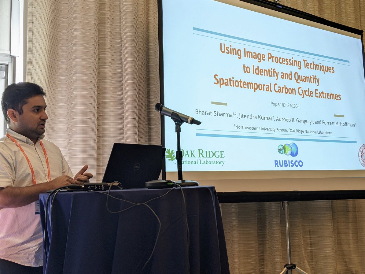 BharatSharmaPhD's tweet photo. I presented our recent paper titled "Using Image Processing Techniques to Identify and Quantify Spatiotemporal Carbon Cycle Extremes" at the 10th Workshop on Data Mining in Earth System Science in Orlando, FL, USA.
@icdm2022 #DOEScience @ORNL @doescience https://t.co/lt7ljmoHiN