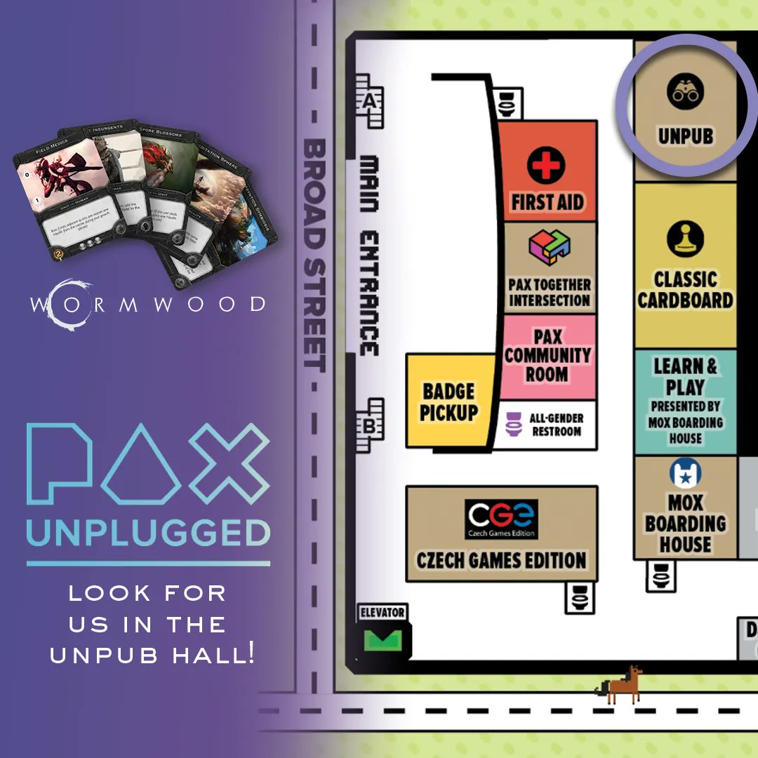Wormwood_Game's tweet photo. Come play Wormwood in @theunpub room at #paxunplugged this weekend! We will be there all day Saturday and Sunday.
#paxu #paxunplugged2022 #boardgames #cardgames #indiegamedesign #comingtokickstarter #scifi #cyberpunk #netrunner https://t.co/PovfPbPy9g