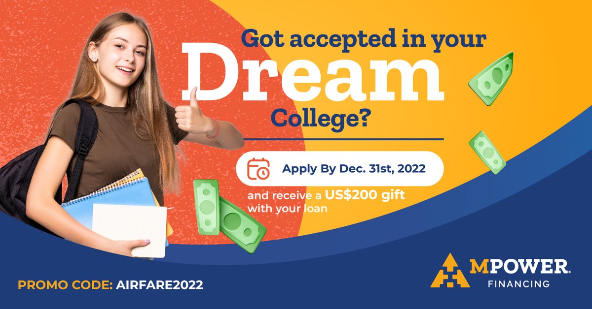 You’ve got your acceptance letter. Let us help you get your plane ticket. Submit your application before December 31st with code ‘airfare2022’ and get US$200 in rewards for airfare and travel expenses with your loan disbursement: bit.ly/3imfyAb