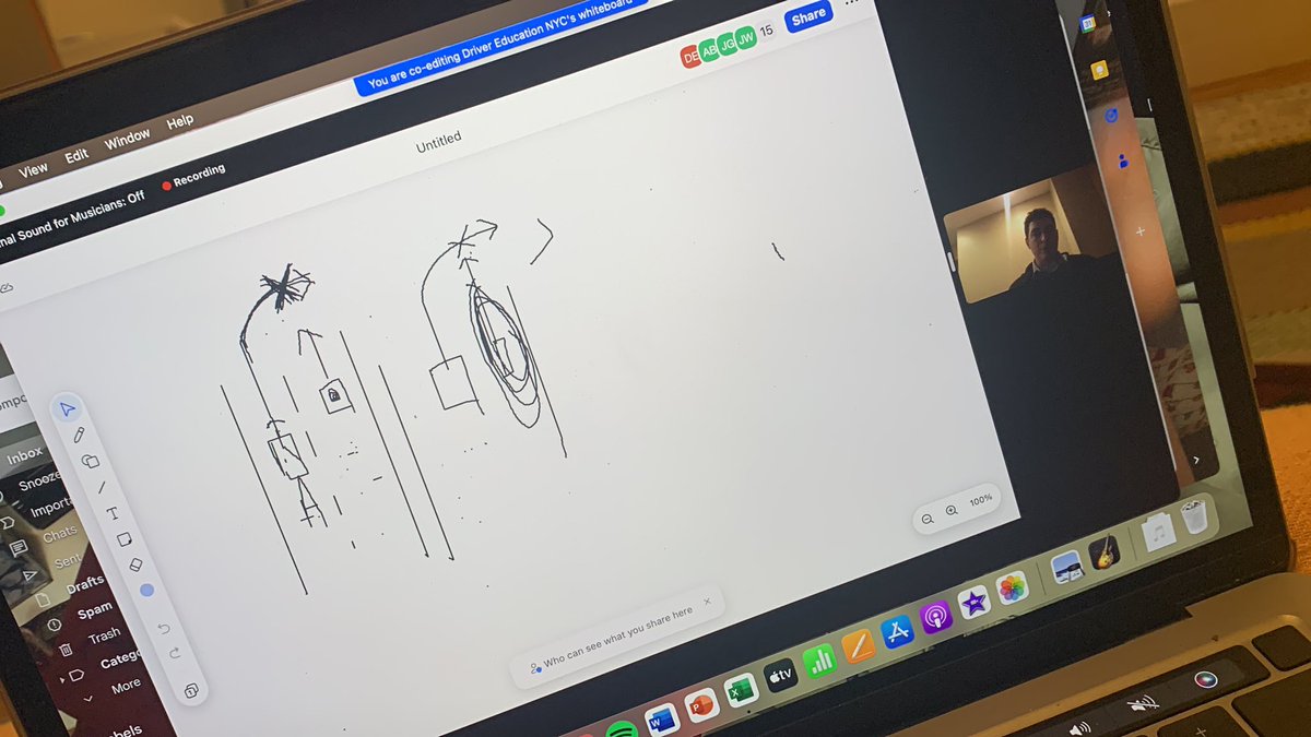 TheJamieShap's tweet photo. The teacher of this 5 hr driver’s Ed zoom class is fighting for his damn life. All the student cams are off and he pulling out accents, props, anecdotes and hand drawn examples. He’s speaking into the void. Shout out to this king. https://t.co/eLNSFjT1qY