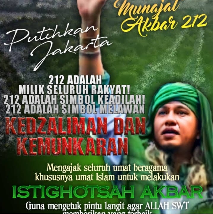 Mengetuk pintu langit..
Sholawat dan Munajat untuk Negeri yg berkeTUHANan Yang Maha Esa.

#RamaikanMunajatAkbar212 
#RamaikanMunajatAkbar212 

Allahu Akbar ✊💪