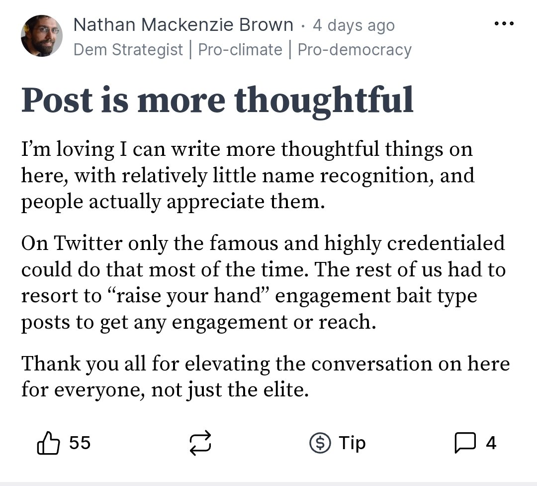 Very true and also one of the many things I love about Post: