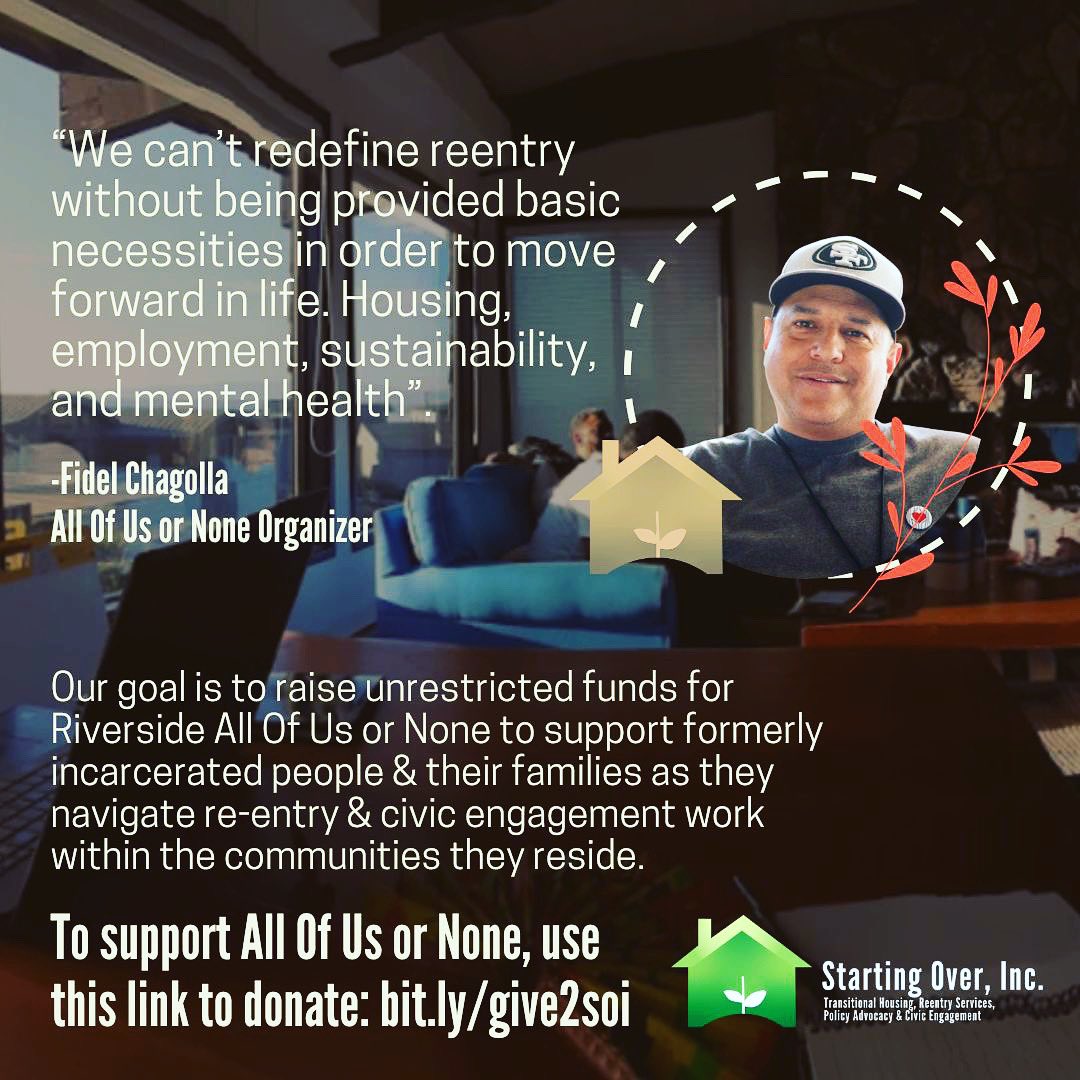Our goal is to raise unrestricted funds for Riverside All Of Us Or None!!!