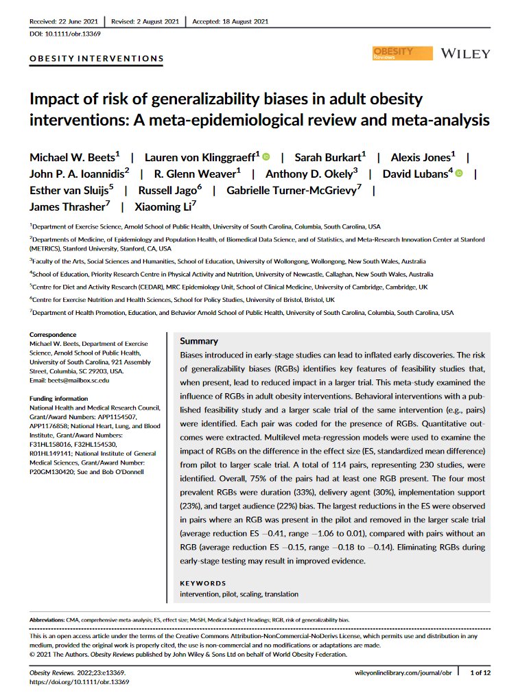 UON_NOVA's tweet photo. #OA artcile: Impact of risk of generalizability biases in adult #obesity interventions: A meta-epidemiological review and meta-analysis (2022) https://t.co/50yglq43wI @davidlubans
#SDG3 #SustainableDevelopementGoals https://t.co/IuN9Cu7dDF