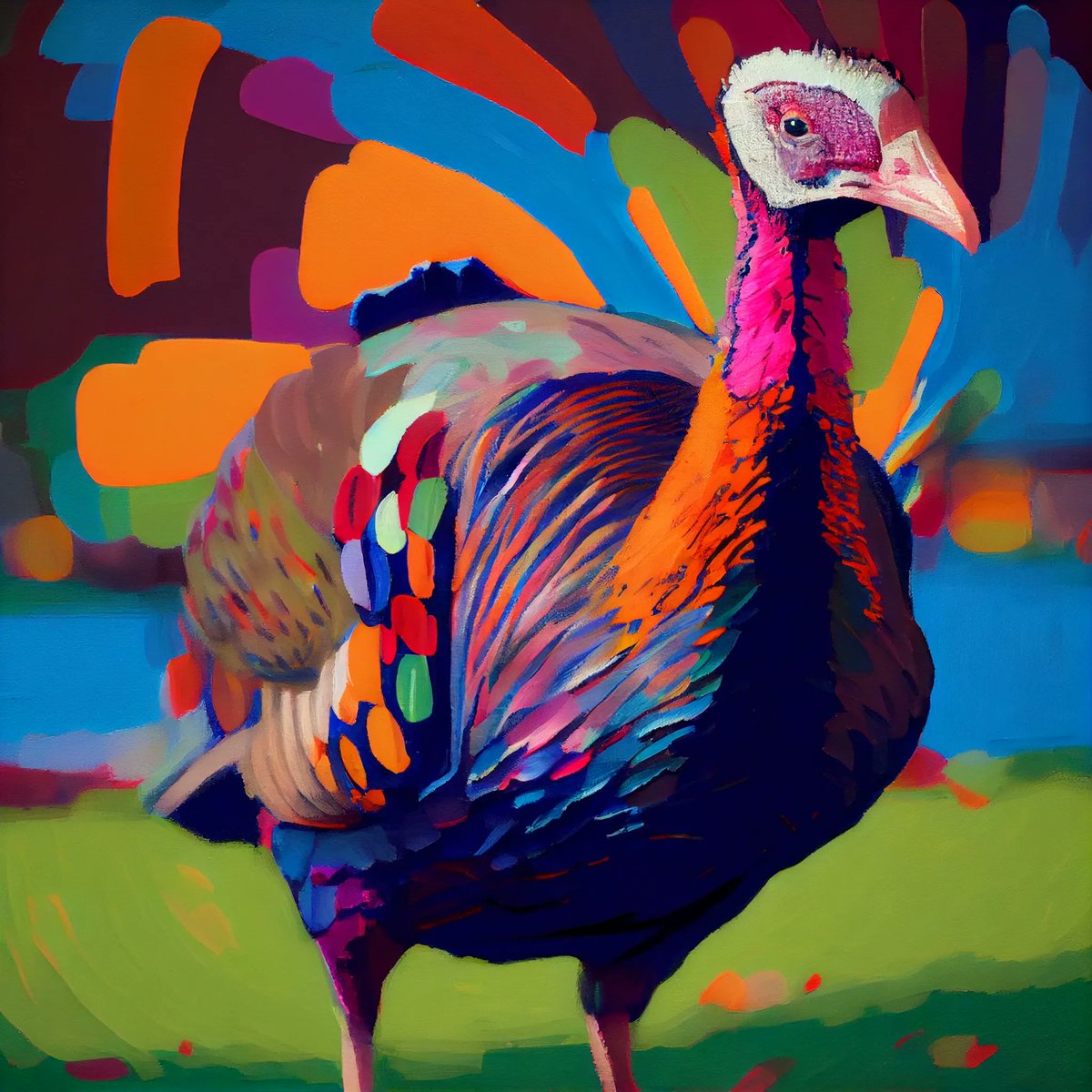 lnfinityArt's tweet photo. Turkeys are intelligent, social animals with unique personalities. Let’s show them some love and leave them off the menu!

#turkeys #meatfree #colorful #colorfulart #animals https://t.co/1jCMn0gieZ