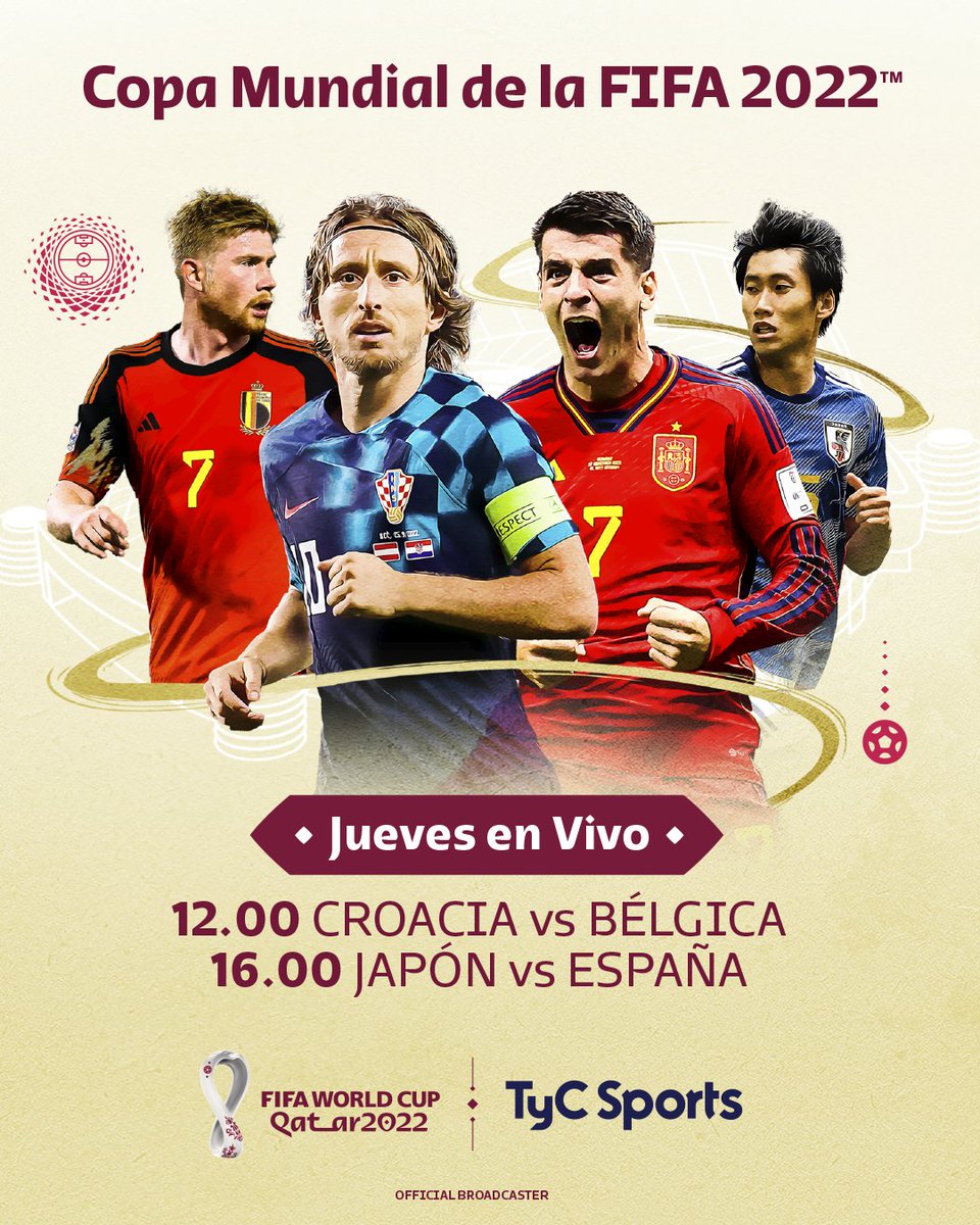 TyC Sports on Twitter "📺 Jueves Croacia vs Bélgica y Japón vs España