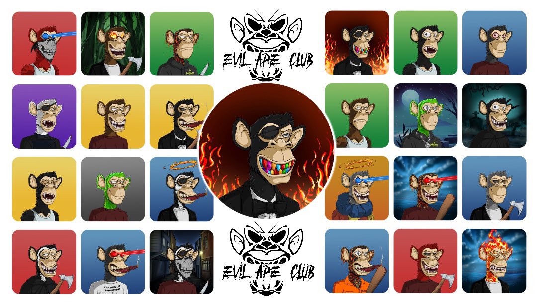 even996996's tweet photo. @EvilApeClub_NFT Free no bullshit giveaway. Great community and NFT project fully run by the community (Sazzy took over from original creator, but has been with us from the beginning doing an Amazing job). Killer art. Check it out @bon_bon9999 @bitcoin002_ @HugoCBello @TJBLFG @stripperverse_ https://t.co/WRtYXKiMfq
