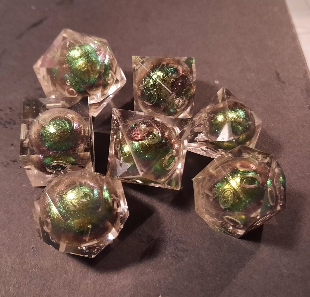 Deadderson's tweet photo. New dice! 
@OdmWrites @WMadien @smartcookie727 #handmadedice #dnd5e #ttrpg https://t.co/RPciT34FHh